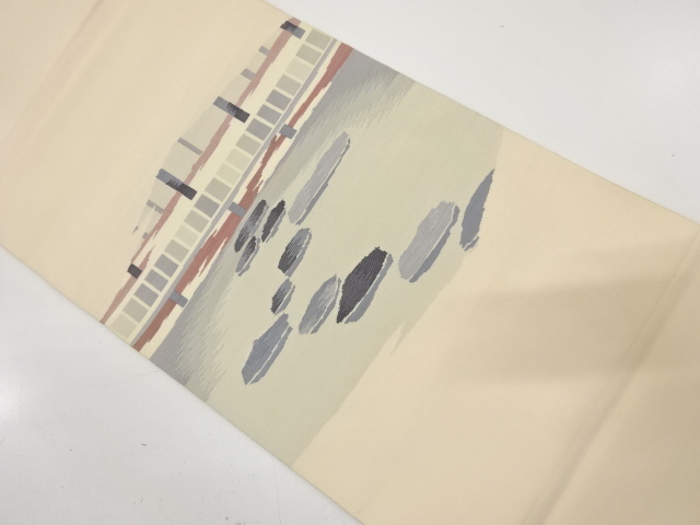 アンティーク　庭園風景模様織り出し袋帯（材料）